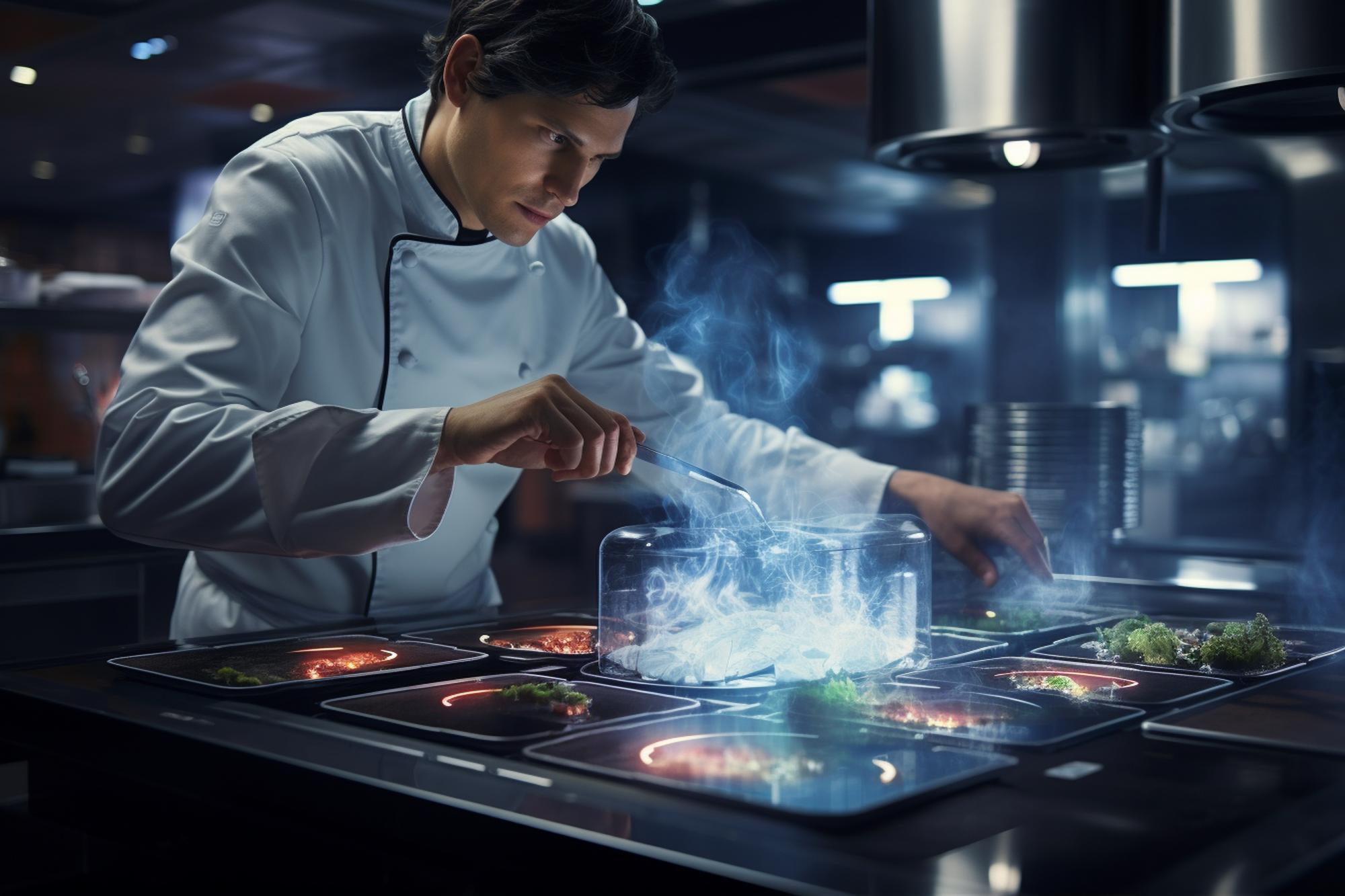Chef instructor demonstrating plating technique